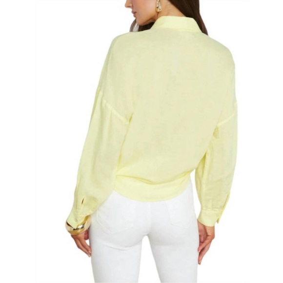 L'Agence Talitha Tie Blouse Yellow Button Up Shirt Linen Blend Top - Picture 2 of 15